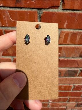 Iridescent Mystic Quartz Marquise Stud Earrings - Women Jewelry